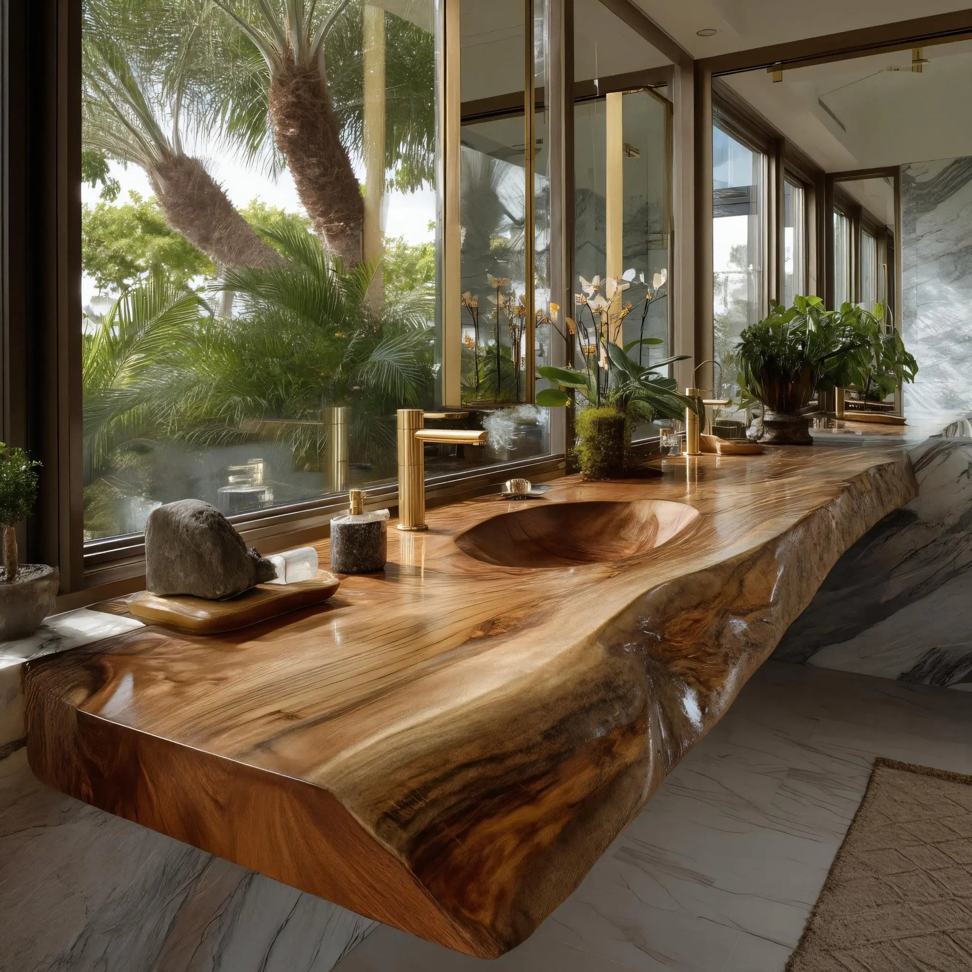 Solvren Live Edge Solid Wood Floating Bathroom Vanity with Integrated Sink SPA226266 Lynnsnail
