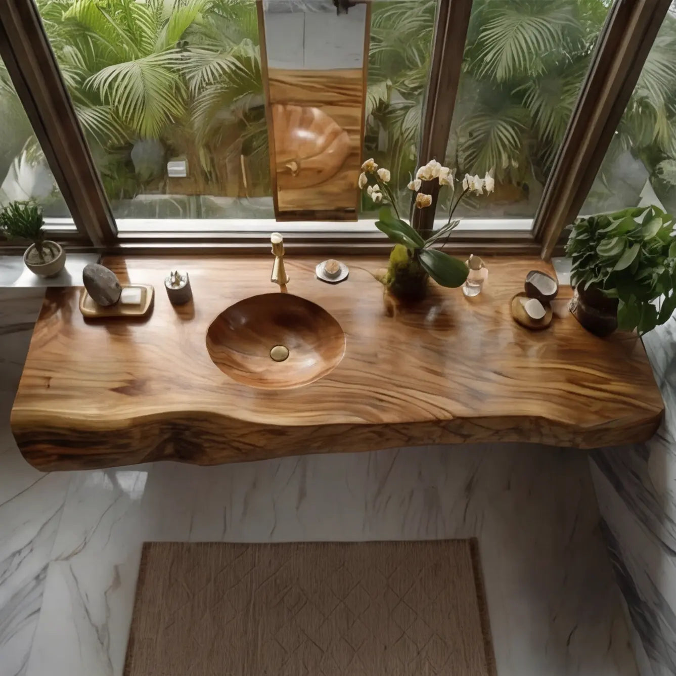 Solvren Live Edge Solid Wood Floating Bathroom Vanity with Integrated Sink SPA226266 Lynnsnail