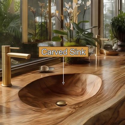 Solvren Live Edge Solid Wood Floating Bathroom Vanity with Integrated Sink SPA226266 Lynnsnail