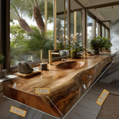 Solvren Live Edge Solid Wood Floating Bathroom Vanity with Integrated Sink SPA226266 Lynnsnail