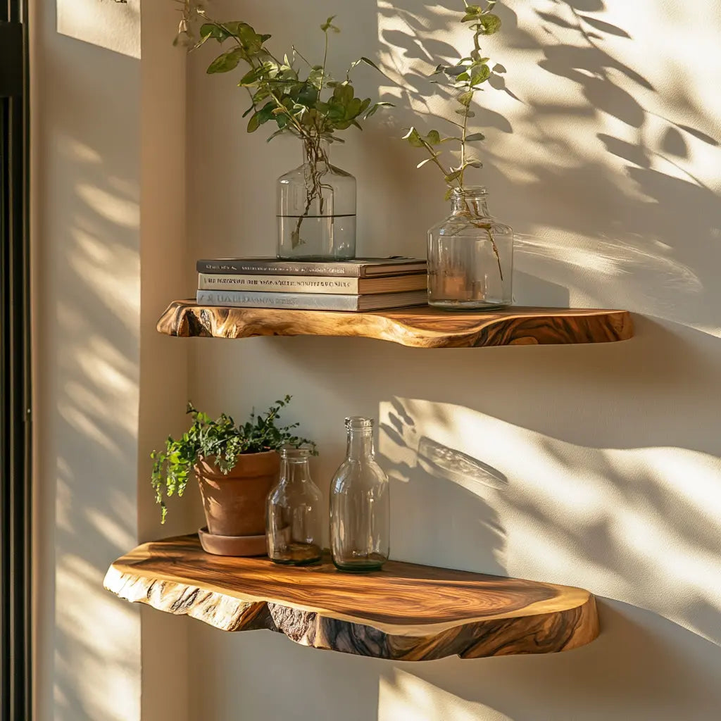 Solvren Live Edge Solid Wood Floating Shelf SPA635291 Lynnsnail