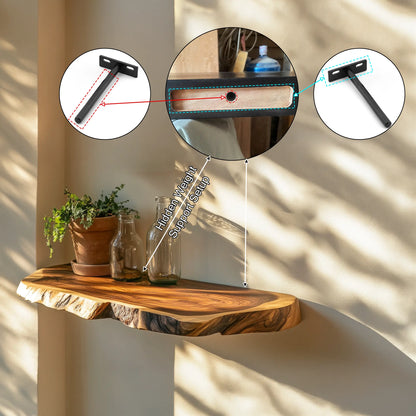 Solvren Live Edge Solid Wood Floating Shelf SPA635291 Lynnsnail