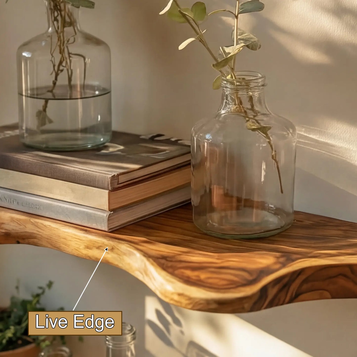 Solvren Live Edge Solid Wood Floating Shelf SPA635291 Lynnsnail