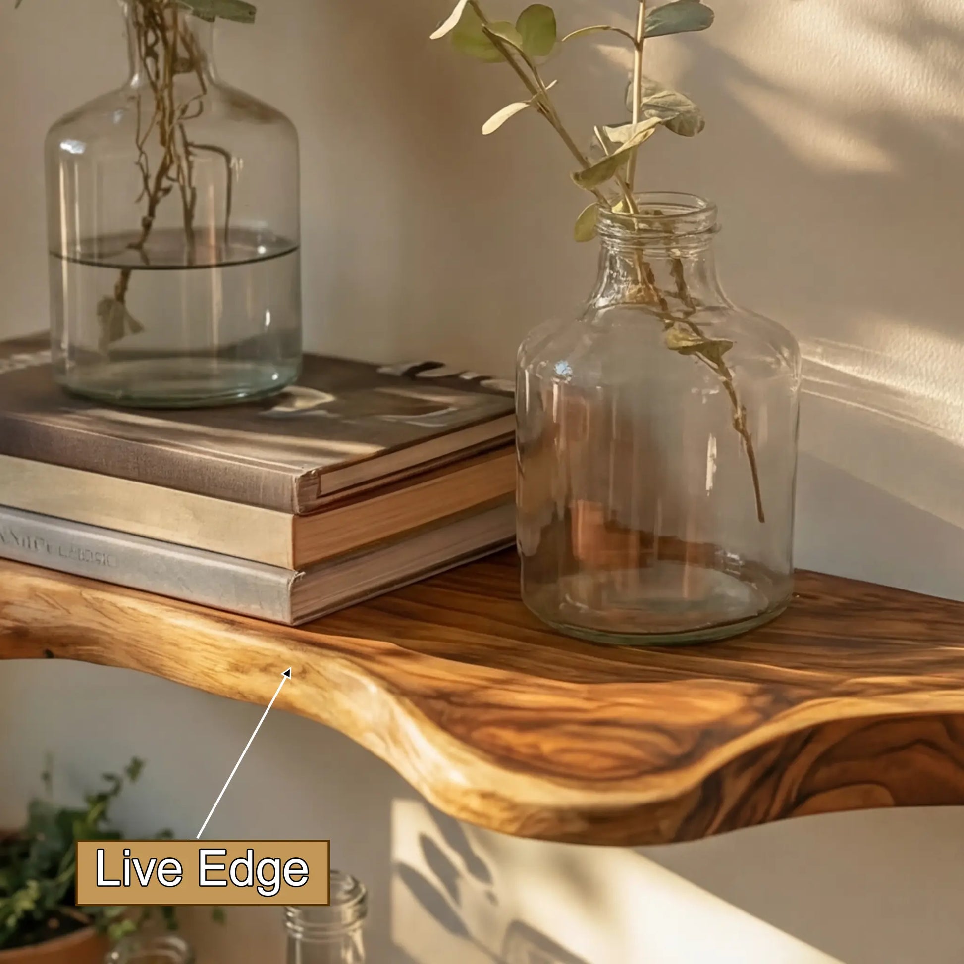 Solvren Live Edge Solid Wood Floating Shelf SPA635291 Lynnsnail