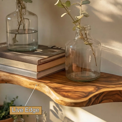 Solvren Live Edge Solid Wood Floating Shelf SPA635291 Lynnsnail