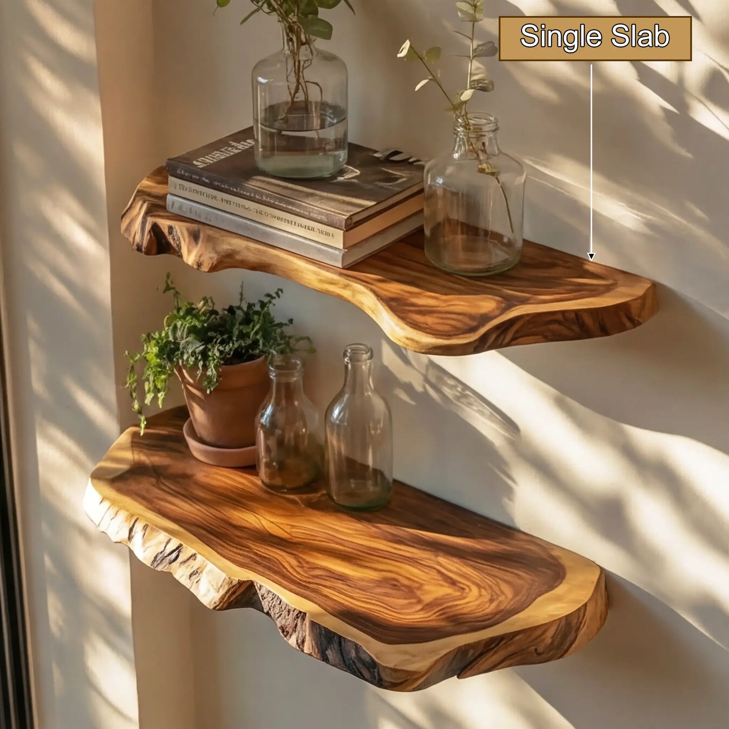 Solvren Live Edge Solid Wood Floating Shelf SPA635291 Lynnsnail