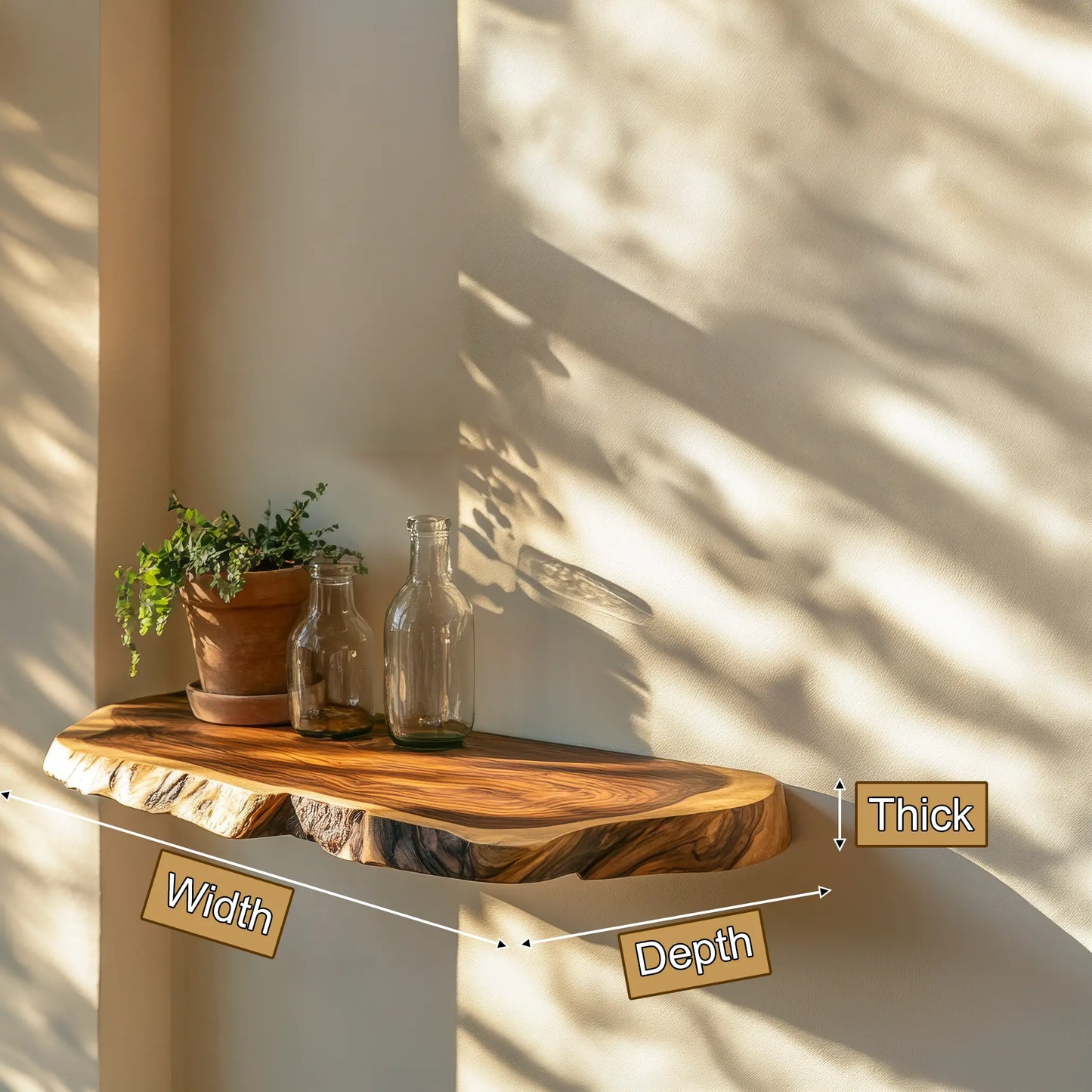 Solvren Live Edge Solid Wood Floating Shelf SPA635291 Lynnsnail