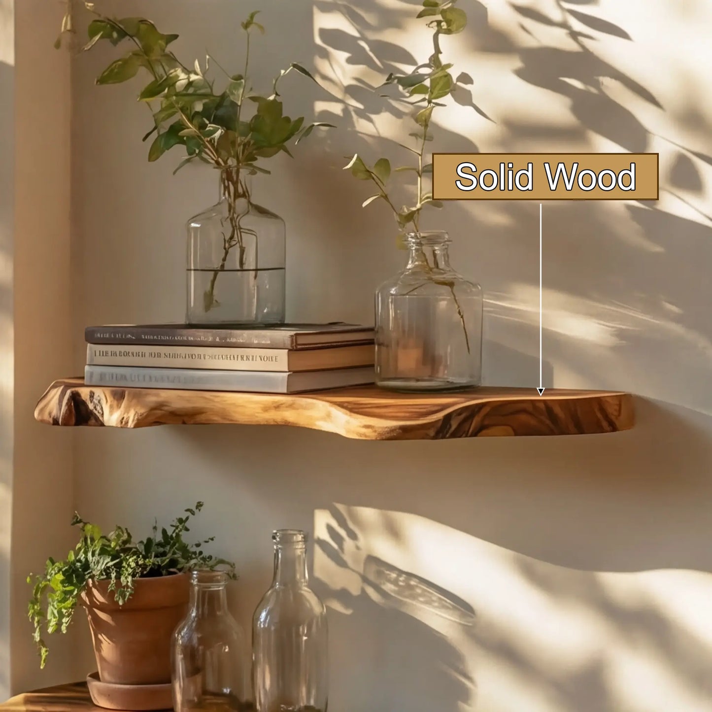 Solvren Live Edge Solid Wood Floating Shelf SPA635291 Lynnsnail