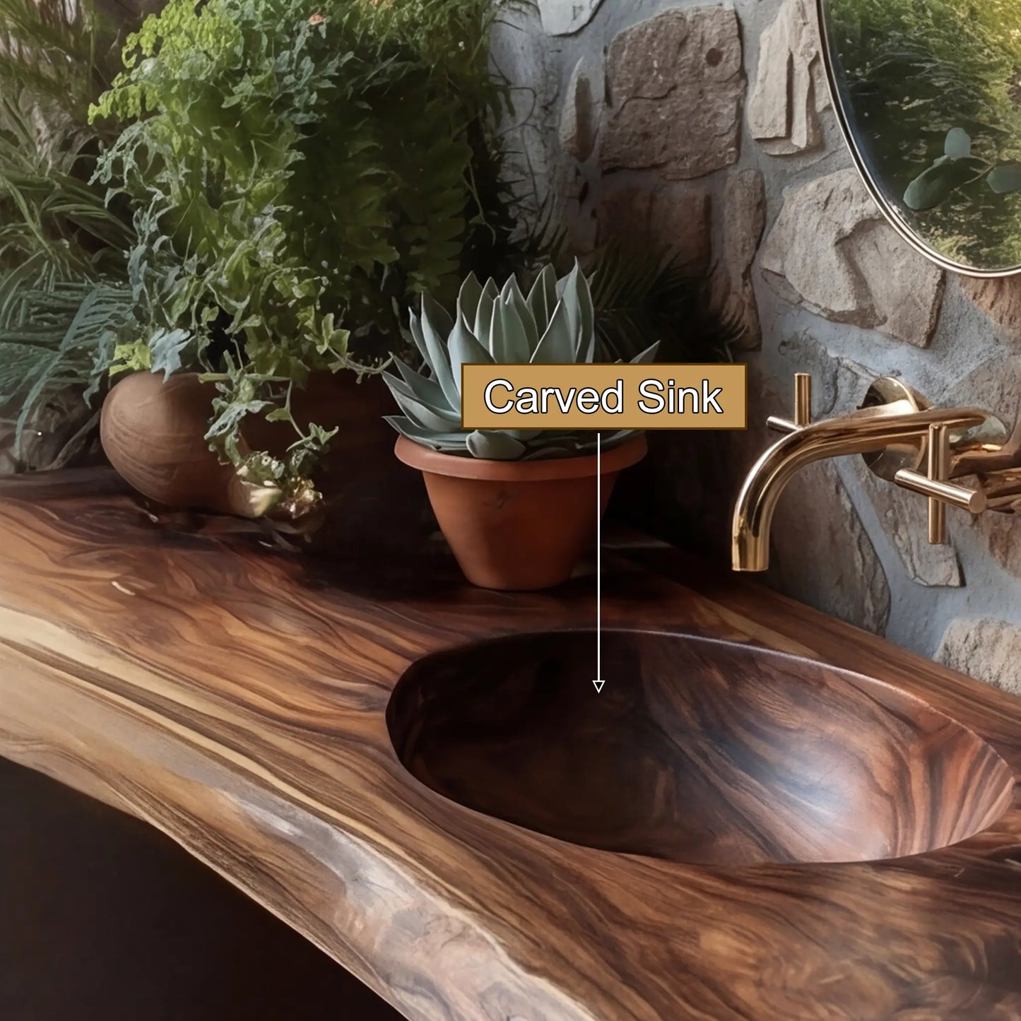 Sylvara Live Edge Solid Wood Floating Bathroom Vanity with Integrated Sink Lynnsnail