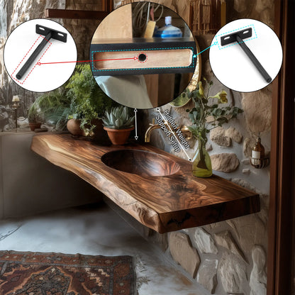 Sylvara Live Edge Solid Wood Floating Bathroom Vanity with Integrated Sink Lynnsnail