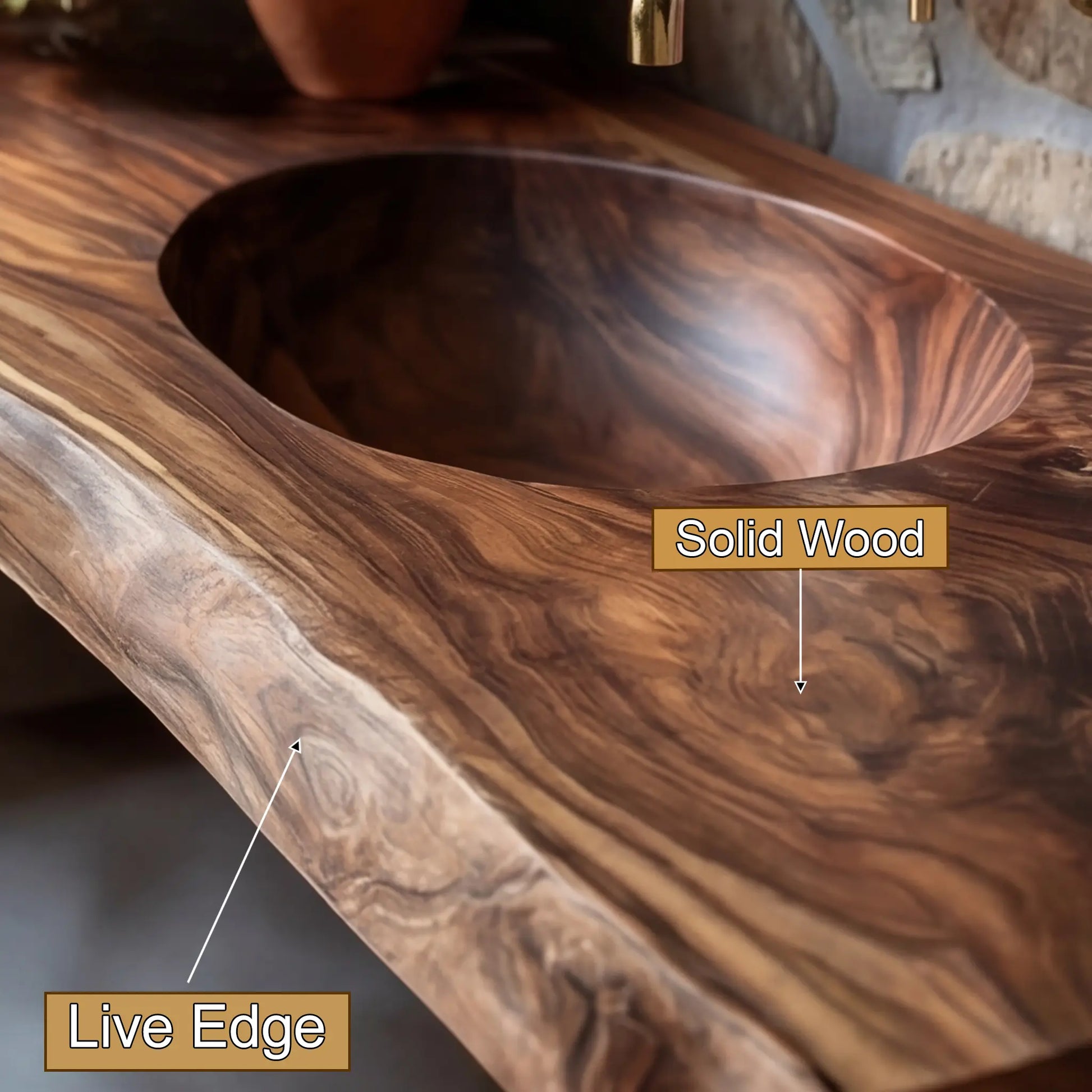Sylvara Live Edge Solid Wood Floating Bathroom Vanity with Integrated Sink Lynnsnail