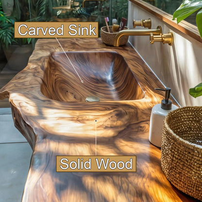 Sylvara Sculpted Solid Wood Floating Bathroom Vanity with Integrated Sink SPA267467 Lynnsnail