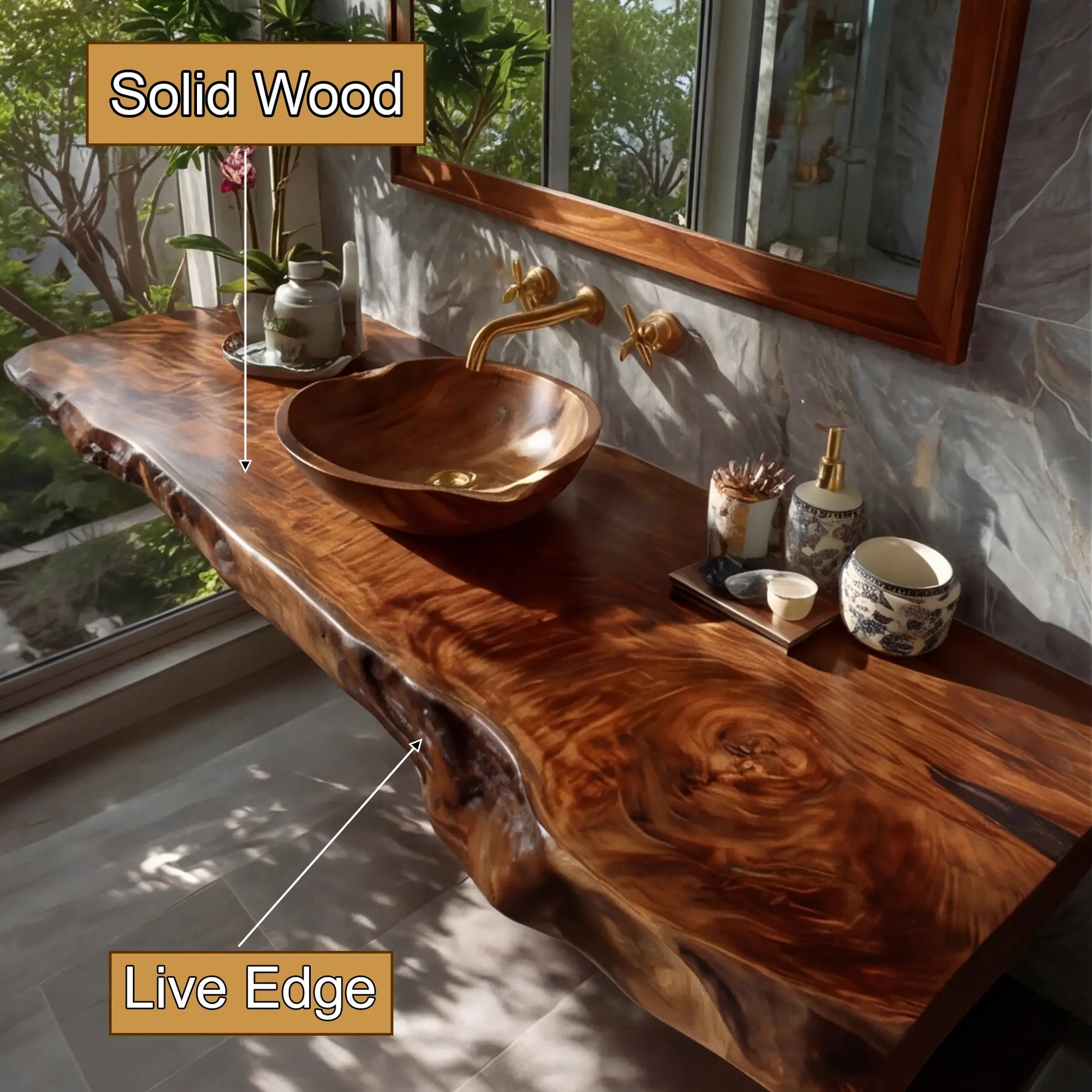 Sylvaris Live Edge Solid Wood Floating Bathroom Vanity SPA169453 Lynnsnail