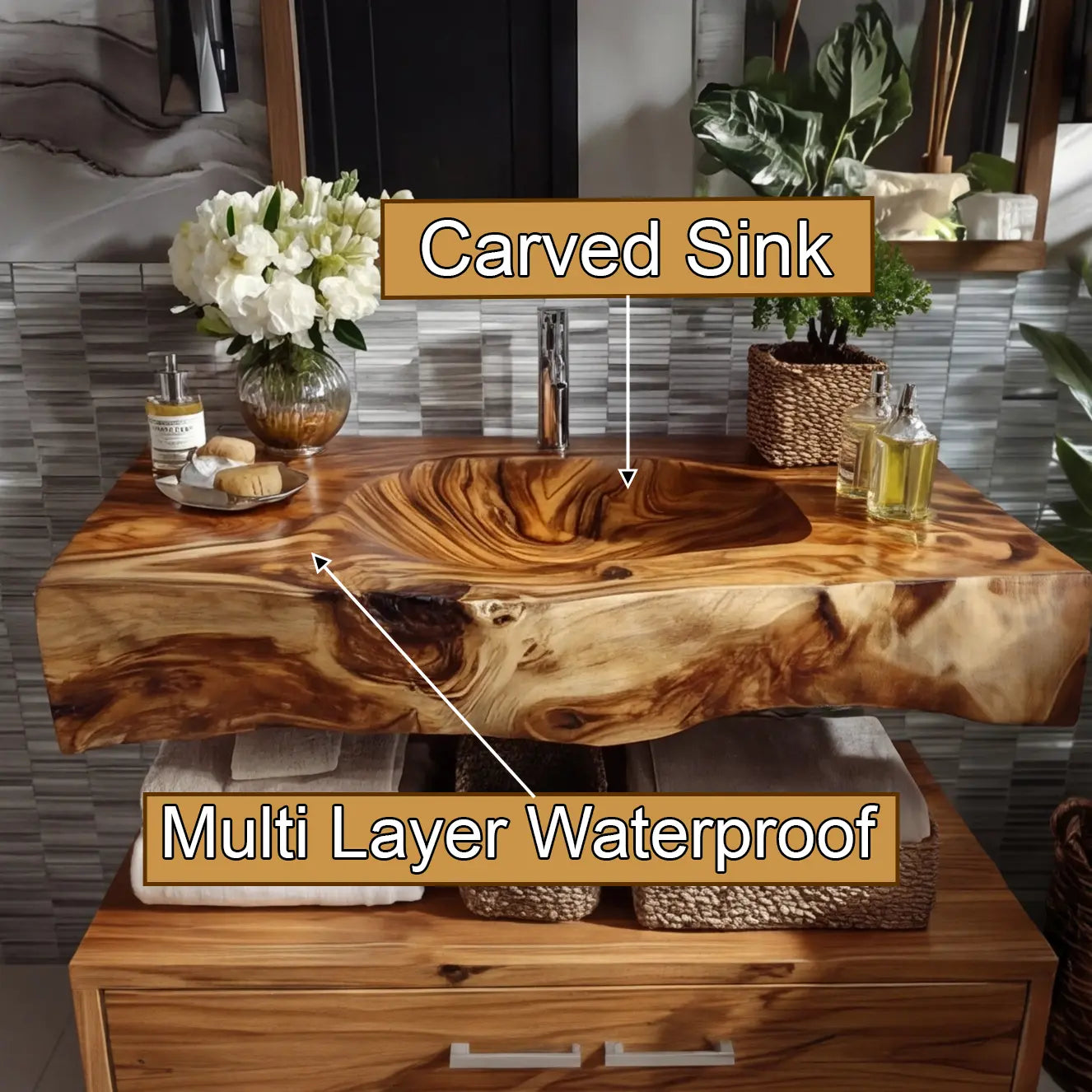 Talvera Live Edge Solid Wood Floating Bathroom Vanity with Integrated Sink SPA4834822 Lynnsnail