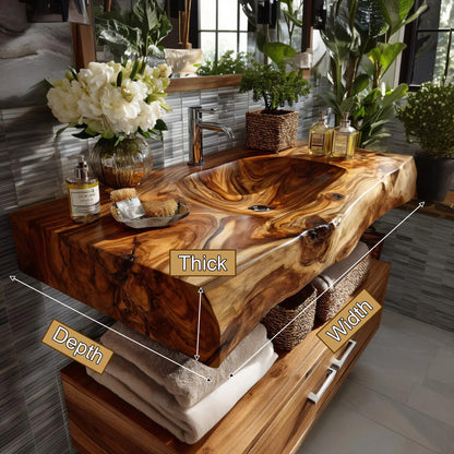 Talvera Live Edge Solid Wood Floating Bathroom Vanity with Integrated Sink SPA4834822 Lynnsnail