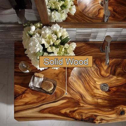 Talvera Live Edge Solid Wood Floating Bathroom Vanity with Integrated Sink SPA4834822 Lynnsnail