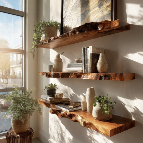 Talviro Live Edge Solid Wood Floating Shelf SPA283824 Lynnsnail