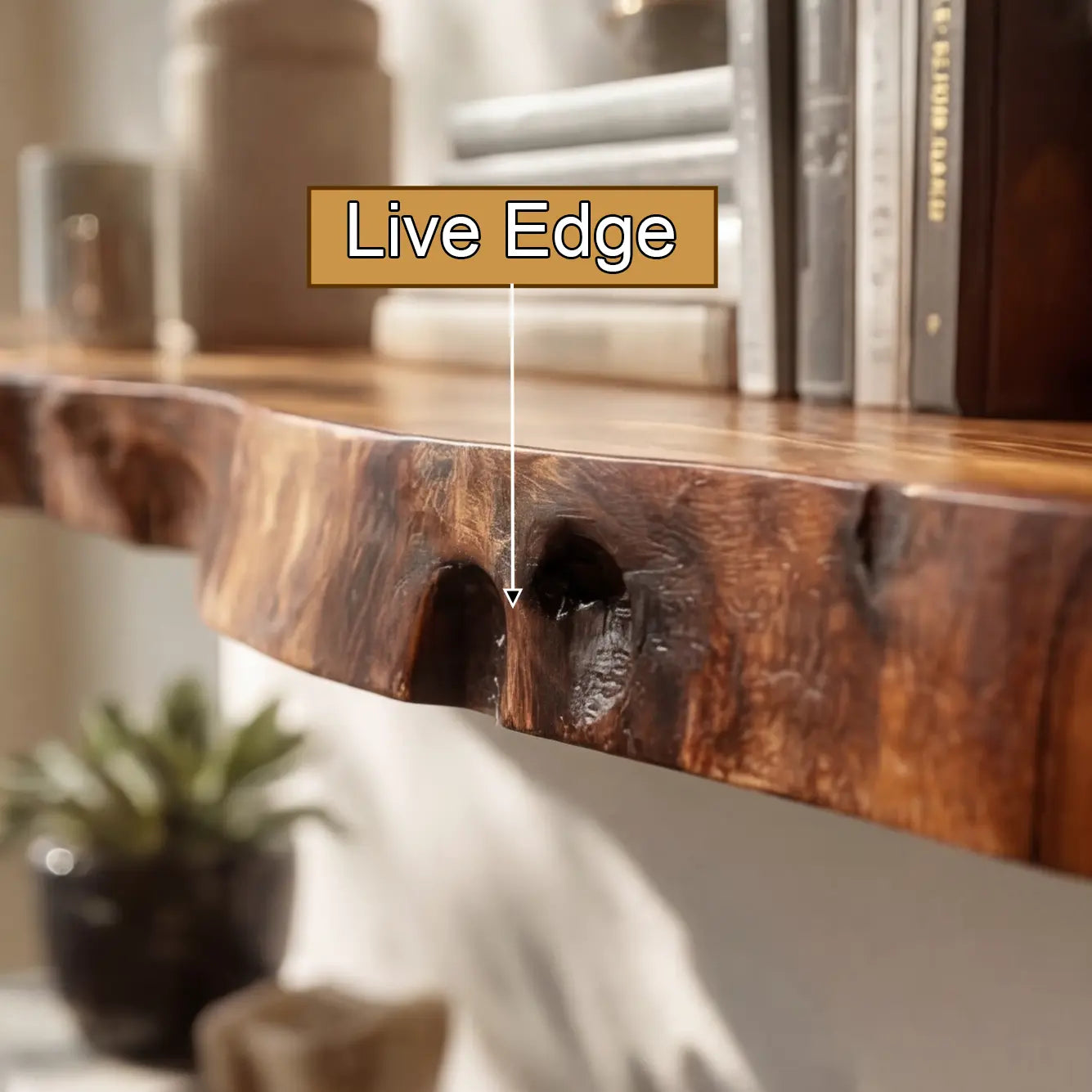 Talviro Live Edge Solid Wood Floating Shelf SPA283824 Lynnsnail