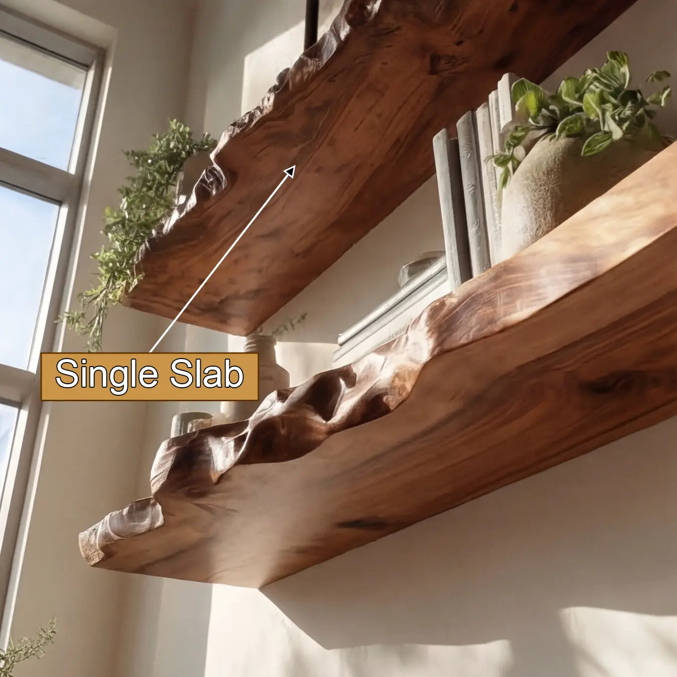 Talviro Live Edge Solid Wood Floating Shelf SPA283824 Lynnsnail