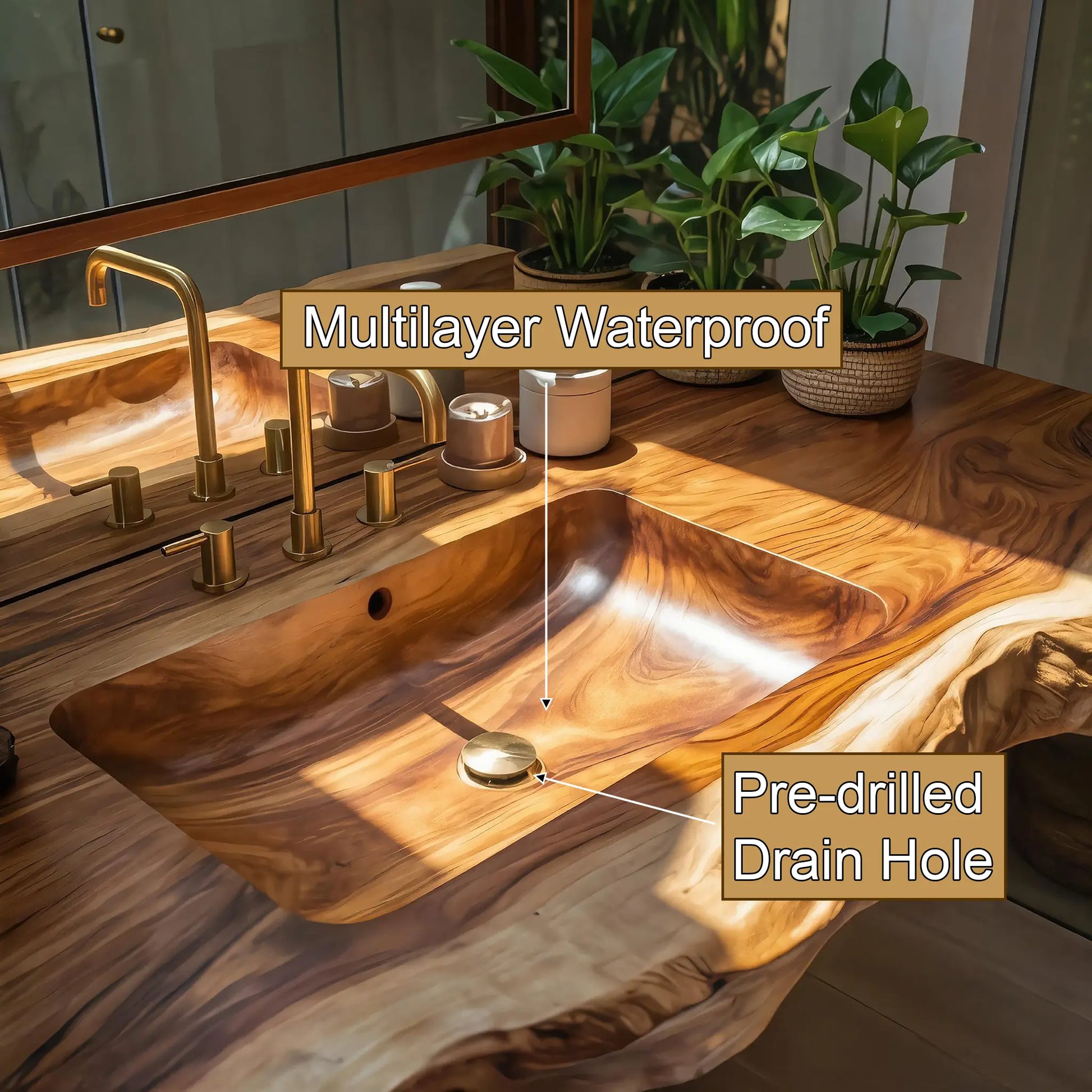 Thalorin Live Edge Solid Wood Floating Bathroom Vanity with Integrated Sink SPA426482 Lynnsnail