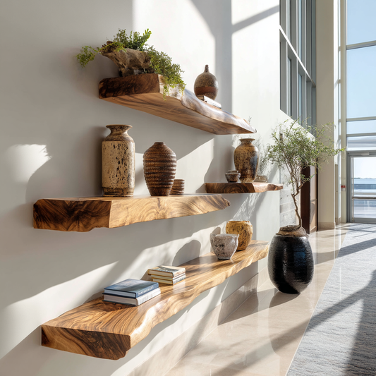 Thalorin Live Edge Solid Wood Floating Shelf SPA129458