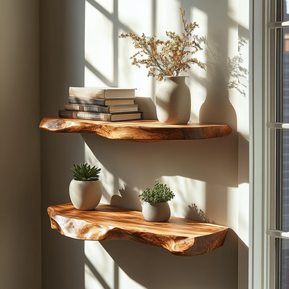 Thalric Live Edge Solid Wood Floating Shelf SPA203698