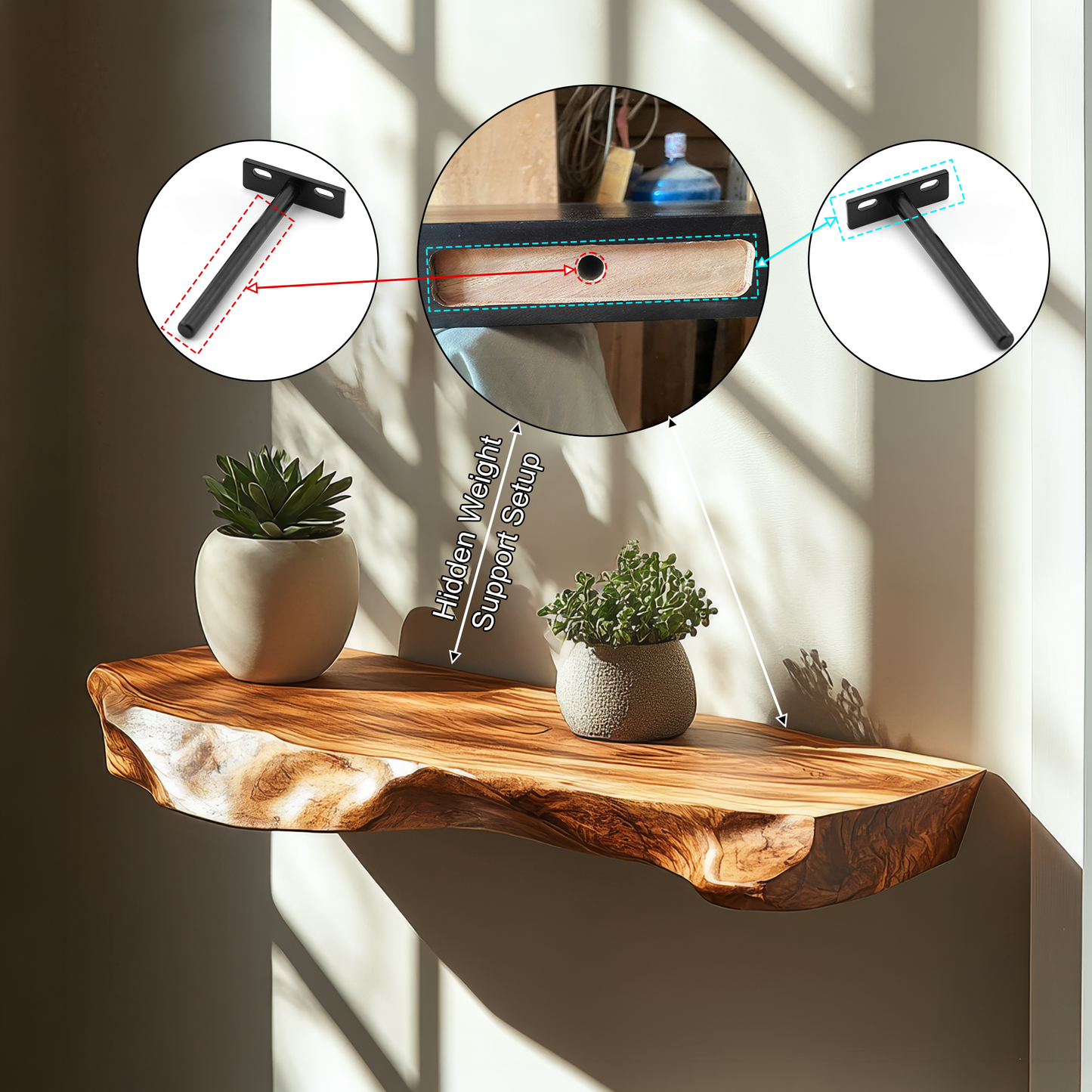 Thalric Live Edge Solid Wood Floating Shelf SPA203698