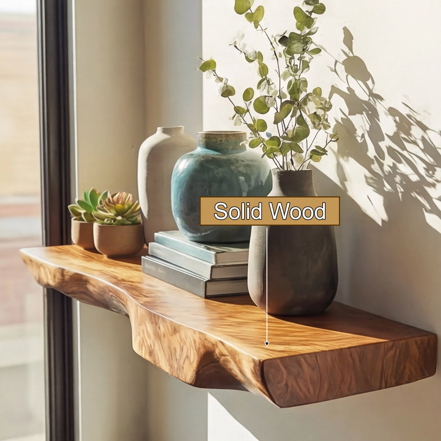 Thalric Live Edge Solid Wood Floating Shelf SPA203698