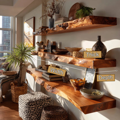 Thalven Live Edge Solid Wood Floating Shelf SPA835873 Lynnsnail