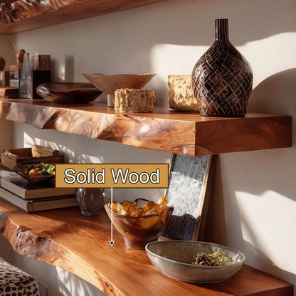 Thalven Live Edge Solid Wood Floating Shelf SPA835873 Lynnsnail