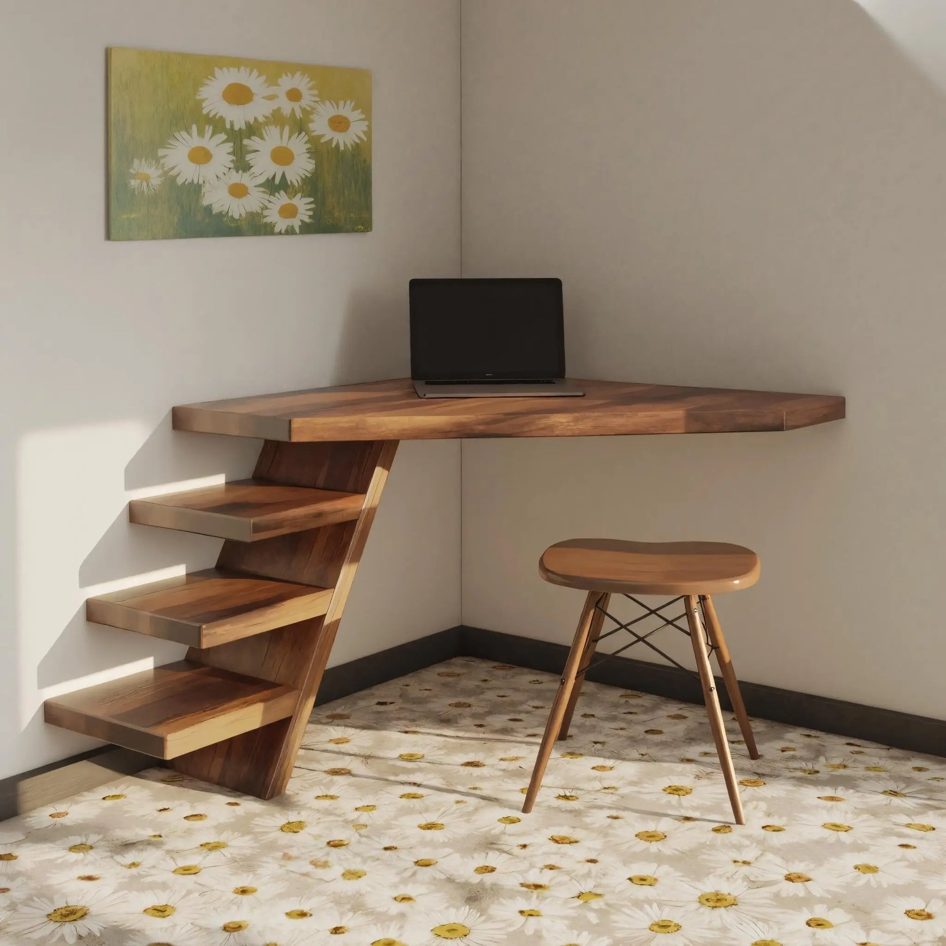 Minimalist Floating Corner Desk With Shelves For Small Home Office Workspace Lynnsnail