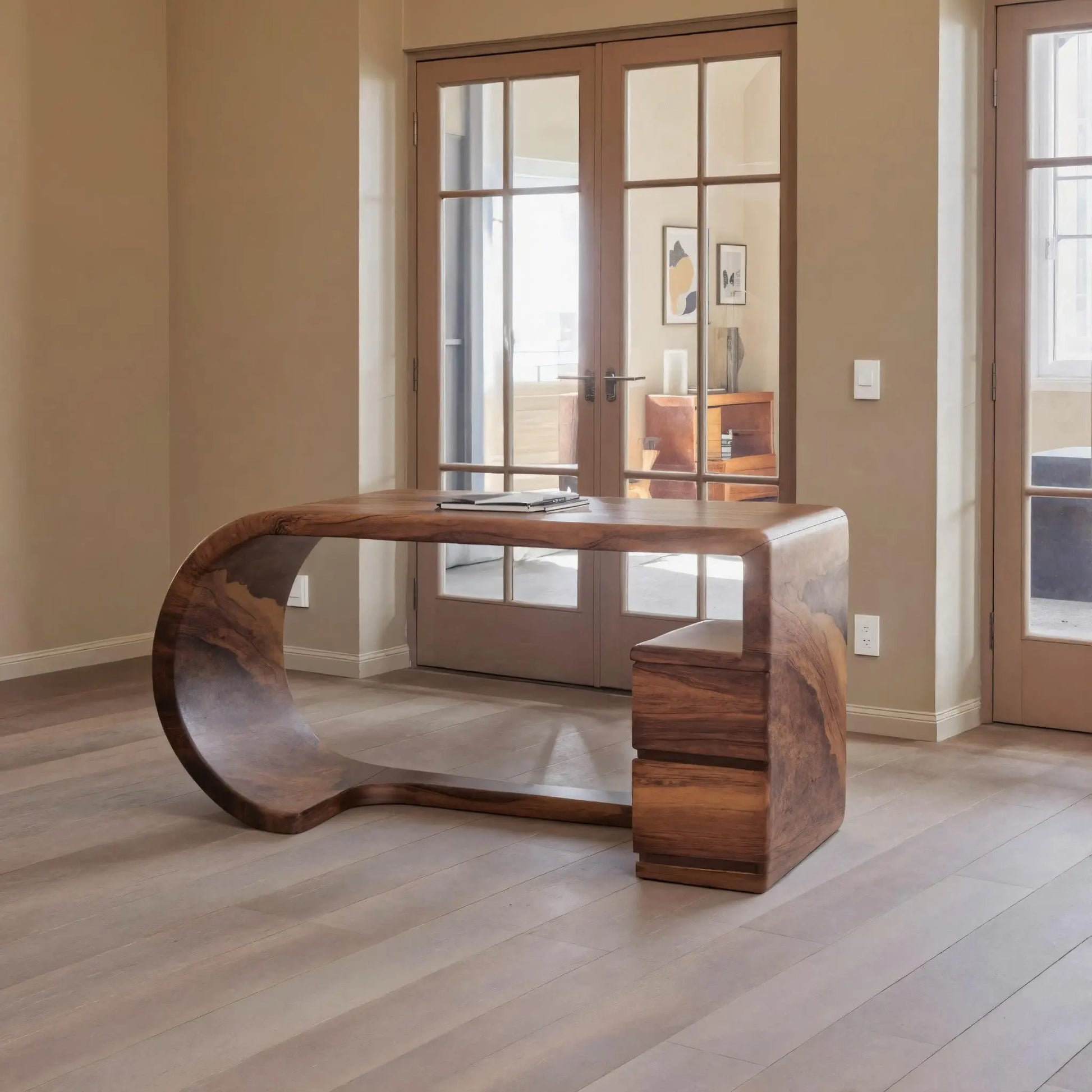 Curved Sculptural Desk With Fluid Form For Home Office And Studio Lynnsnail