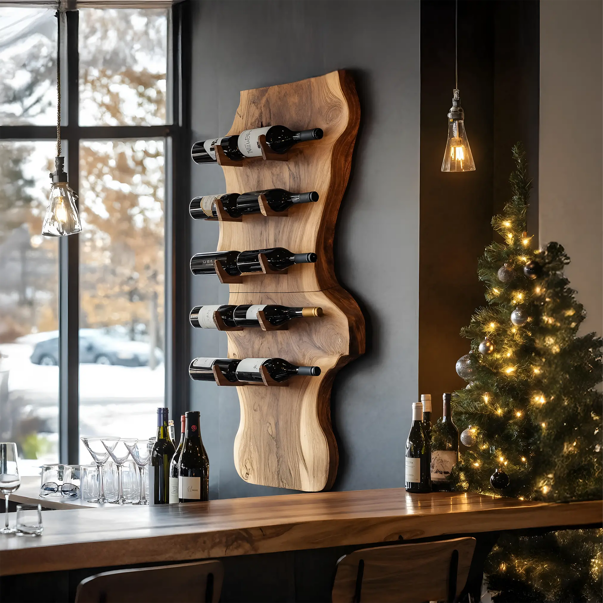 Modern Solid Wood Wine Rack For Living Room And Bar Display Lynnsnail