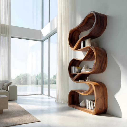 Modern Sculptural Bookcase Statement Design For Hallway Lynnsnail