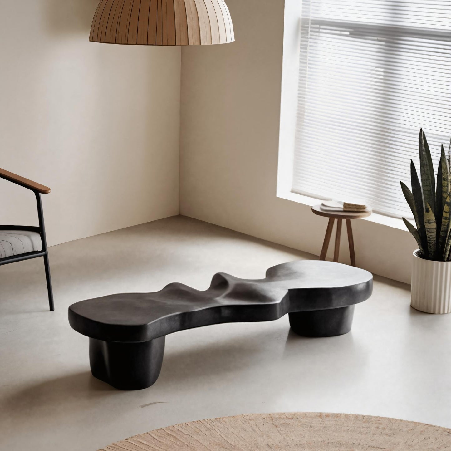 Contemporary Sculptural Wood Bench For Modern Living Room Or Gallery Lynnsnail