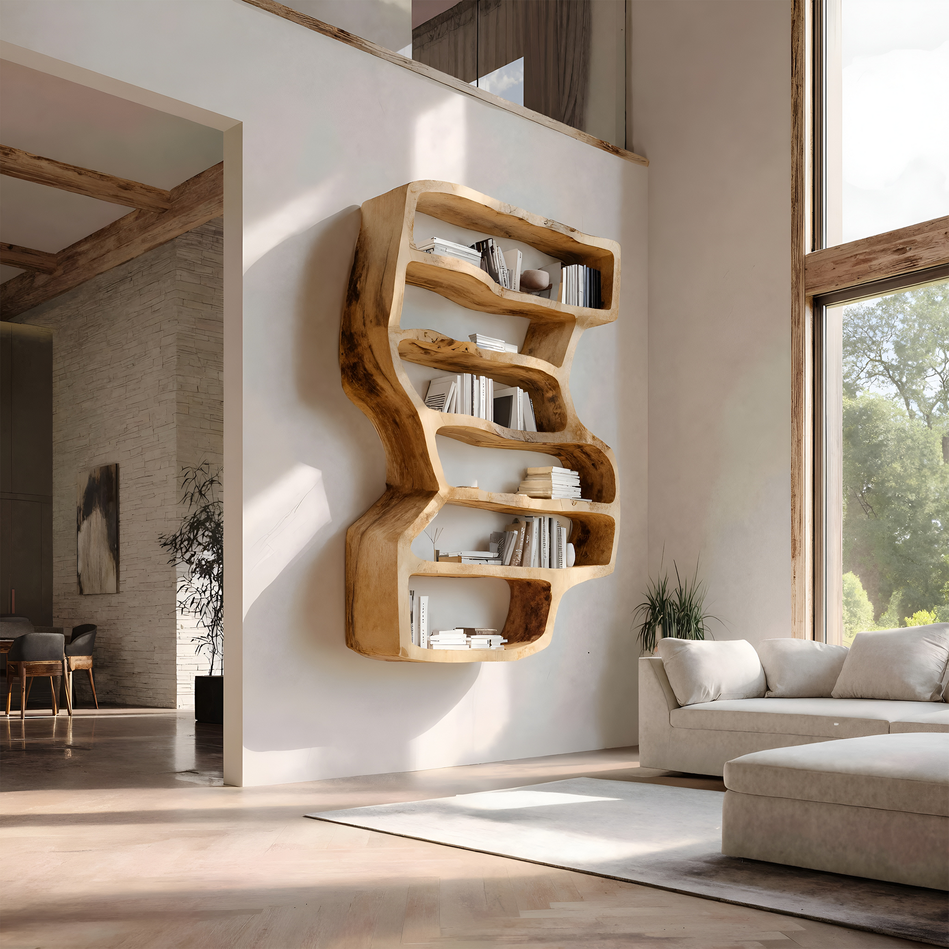Organic Sculptural Wall Bookcase For Living Room Decor Lynnsnail