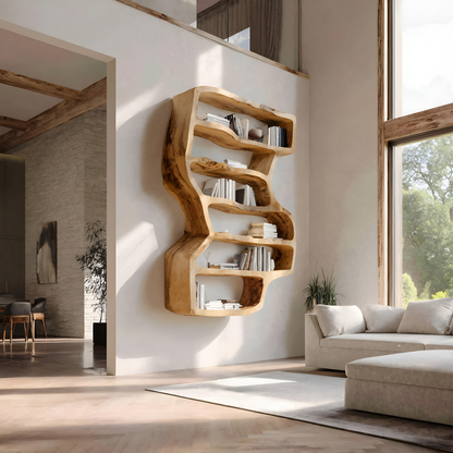 Organic Sculptural Wall Bookcase For Living Room Decor Lynnsnail