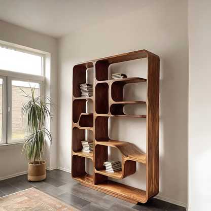 Modern Sculptural Bookshelf For Living Decor Or Bedroom Lynnsnail