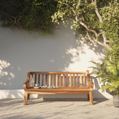 Contemporary Outdoor Wooden Bench With Curved Armrests For Garden Or Porch Lynnsnail