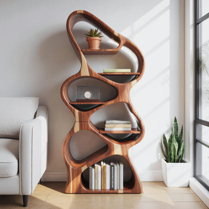 Modern Sculptural Bookshelf With Flowing Shelves For Home Library And Living Room Lynnsnail