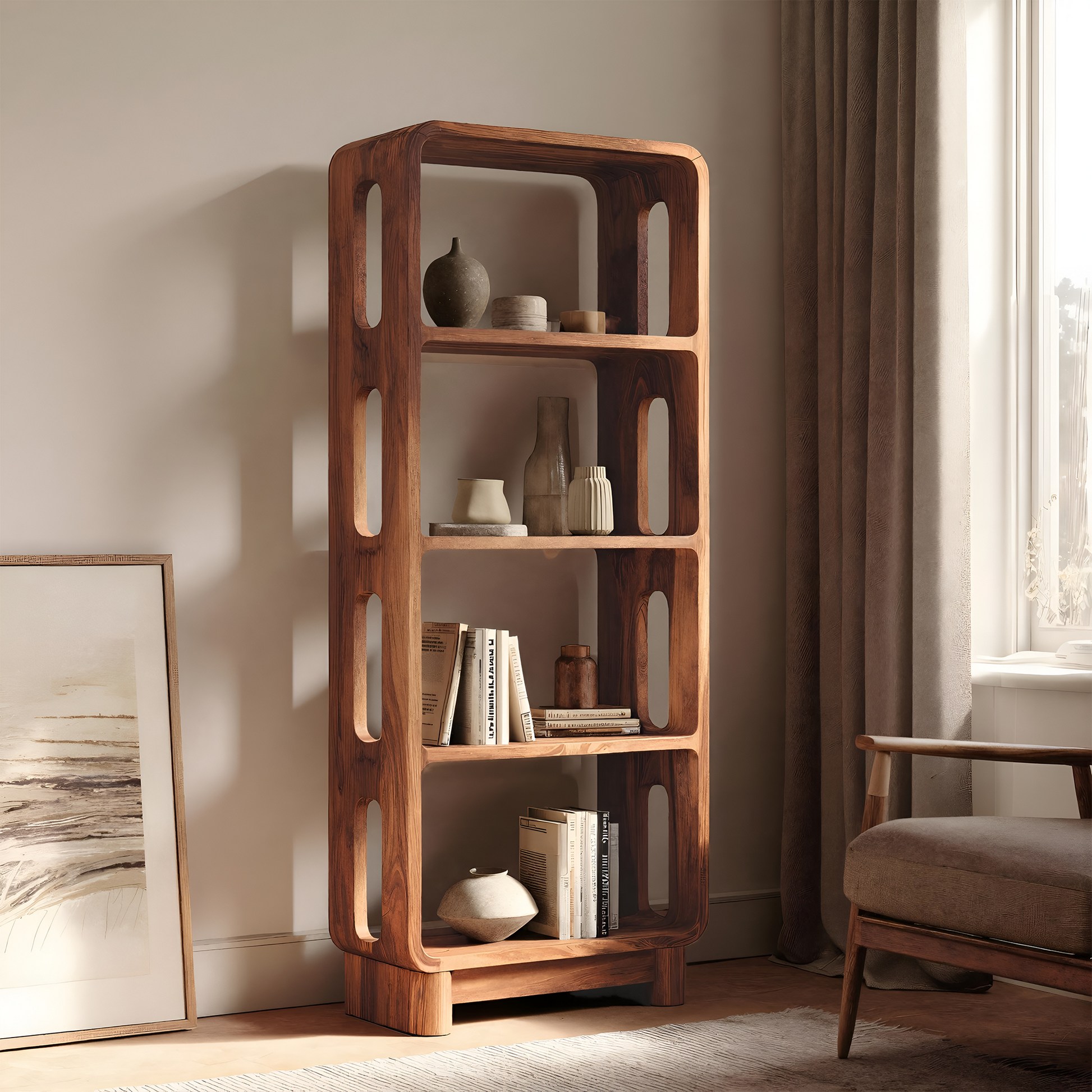Contemporary Tall Bookshelf For Living Or Bedroom Lynnsnail