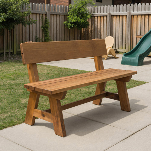 Rustic Garden Bench With Backrest For Patio Or Porch Lynnsnail