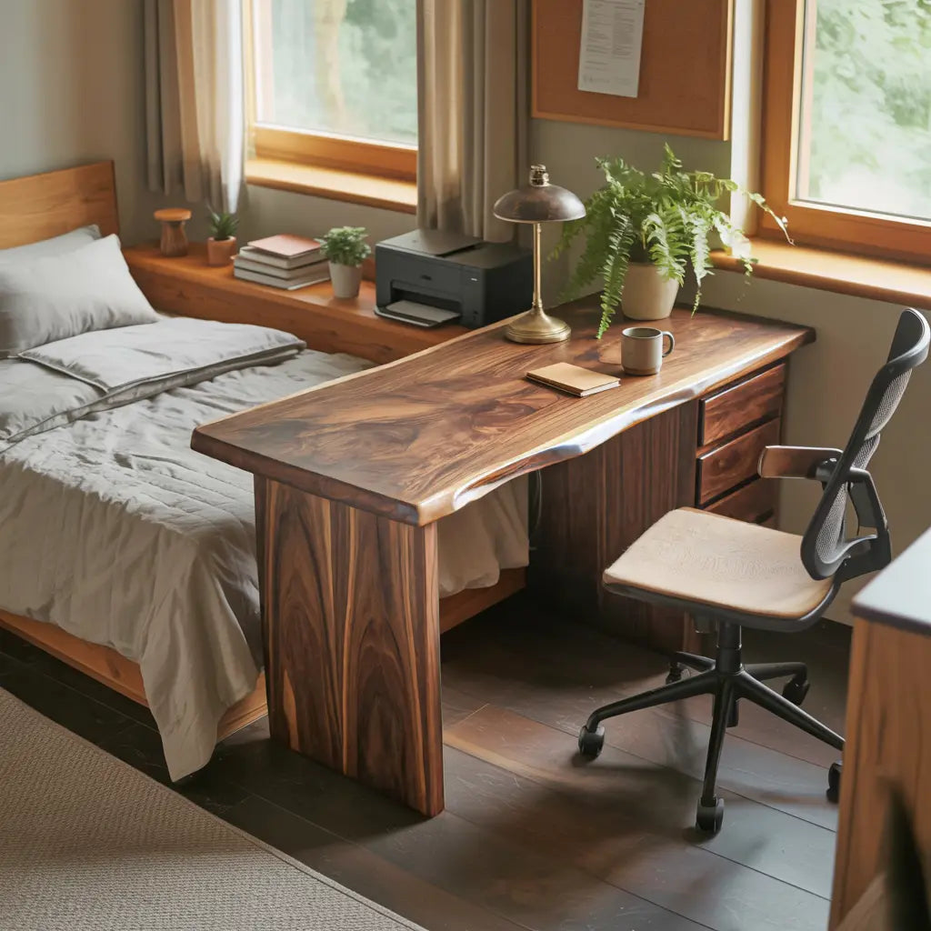 Rustic Live Edge Wooden Desk With Drawers For Home Office Or Study Lynnsnail