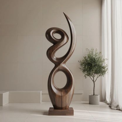 Handcrafted Wooden Abstract Sculpture For Living Room Lynnsnail