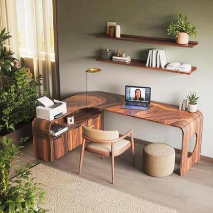 Modern L Shaped Wooden Desk With Rounded Corners For Executive Office Lynnsnail