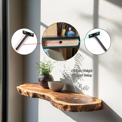 Torvello Live Edge Solid Wood Floating Shelf SPA965832 Lynnsnail