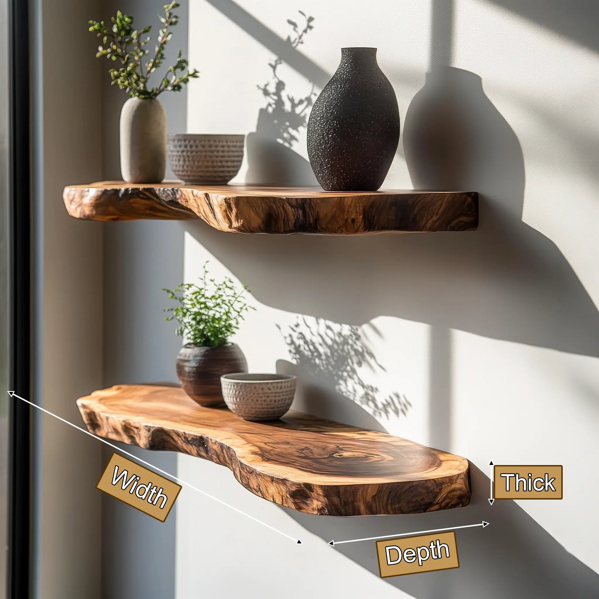 Torvello Live Edge Solid Wood Floating Shelf SPA965832 Lynnsnail
