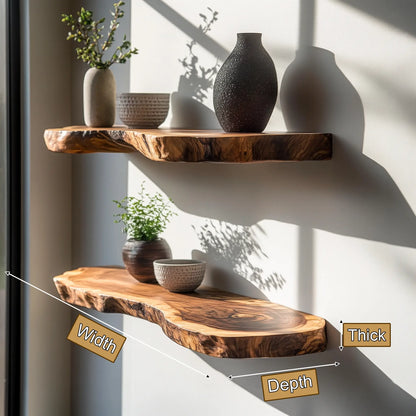 Torvello Live Edge Solid Wood Floating Shelf SPA965832 Lynnsnail