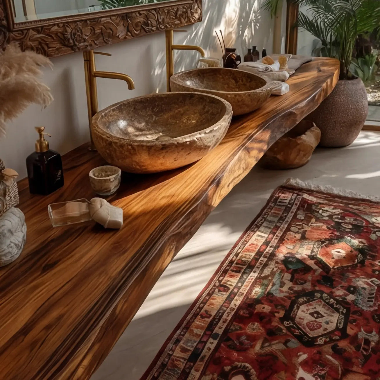 Trevano Live Edge Solid Wood Floating Bathroom Vanity SPA358958 Lynnsnail