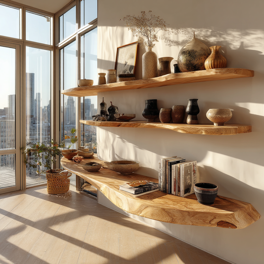 Valenor Live Edge Solid Wood Floating Shelf SPA245642